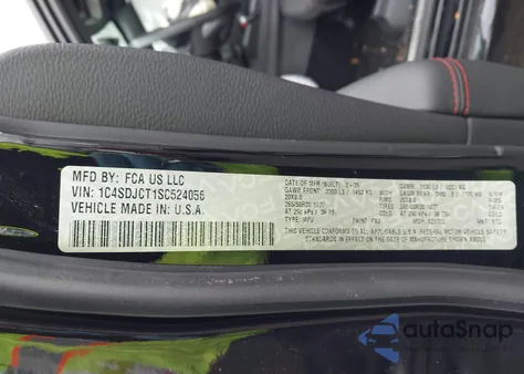 2025 Dodge Durango R/T Plus Awd from USA, damaged, VIN 1C4SDJCT1SC524056